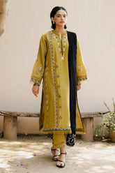 -3PC DHANAK EMBROIDERED SHIRT WITH CHIFFON EMBROIDERED SHAWL & DHANAK TOUSER- 673