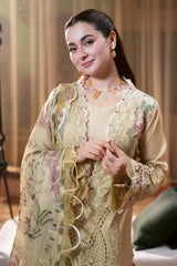 DHANAK UNSTITCH-3PC Embroidered Shirt with Digital Printed WOOL SHAL V523