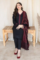 3 Piece Dhanak Shirt with Printed Wool Shawl MB 835