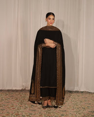 Black Dhanak Unstitched | 3pcSuit V239