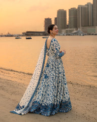 FAIZA SAQLAIN 3PC LAWN EMBROIDERED SHIRT WITH NET EMBROIDERED DUPATTA AND TROUSER V718