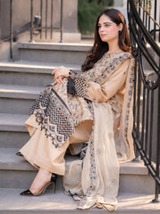 3PC DHANAK EMBROIDERED UNSTITCHED DRESS V223