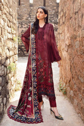 3PC DHANAK EMBROIDERED SHIRT WITH TWILL PRINTED SHAWL - 213