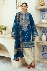 3 Piece Embroidered Lawn Shirt and Trouser with Printed Poly Lawn Dupatta ZS50