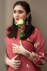 2PC DHANAK EMBROIDERED SHIRT AND TROUSER V103