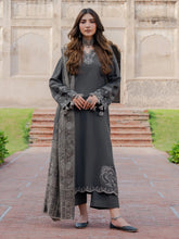 IZEL-3PC DHANAK EMBROIDERED SHIRT WITH WOOL PRINTED SHAWL & TROUSER V736