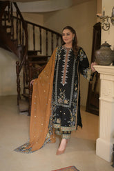 Aneelas Unstitched Luxury Dhanak Emb Shirt Trouser 3pc V43