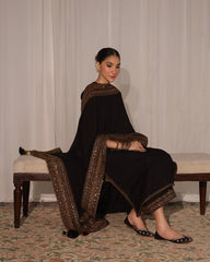 Black  Dhanak  Unstitched  | 3pcSuit V239