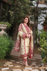 3PC DHANAK EMBROIDERED SHIRT WITH DHANAK EMBROIDERED SHAWL & TROUSER V672