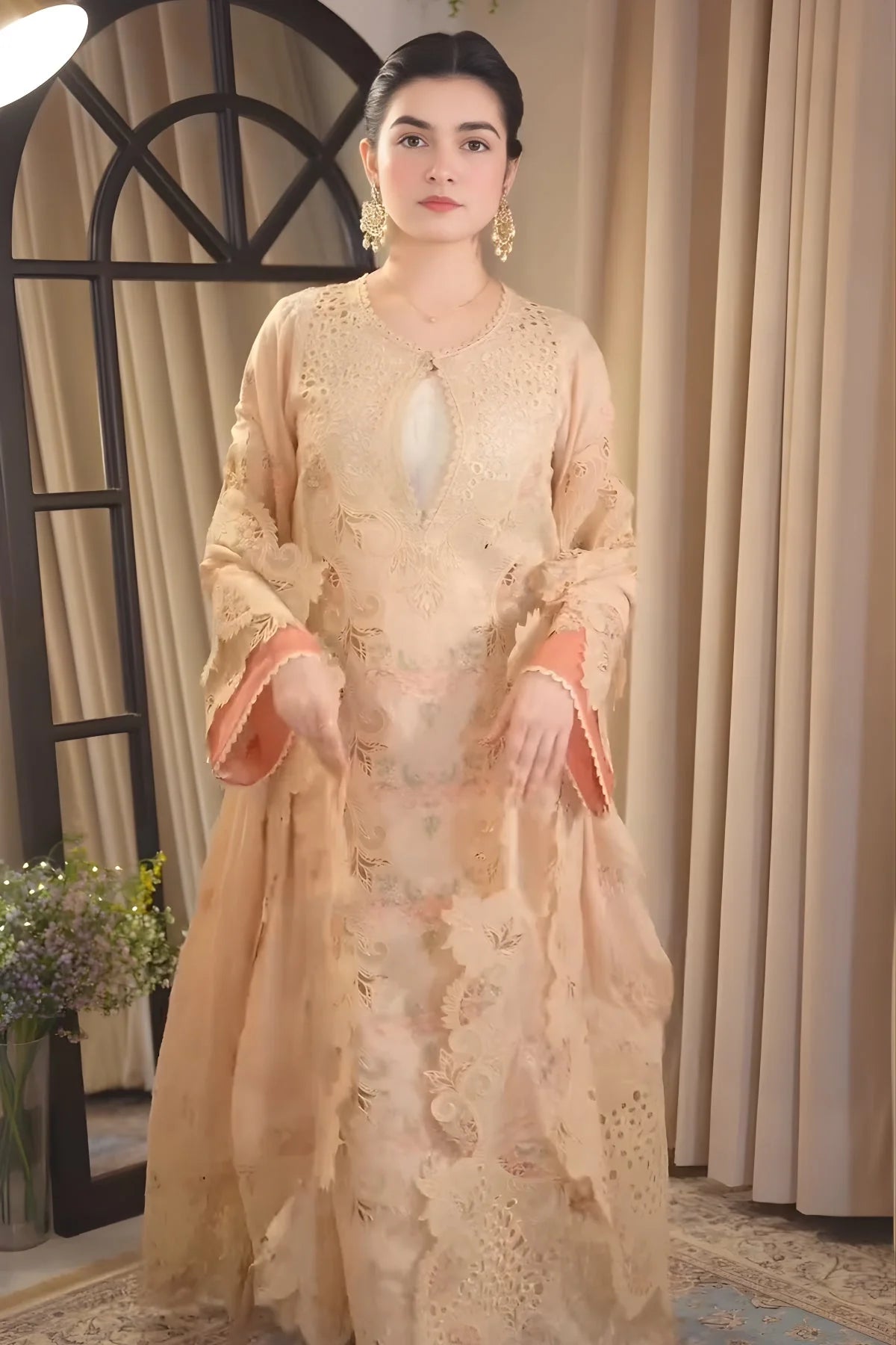 Aneelas unstichted Lawn Embroidered 3pc  Embroidered Duppata V723
