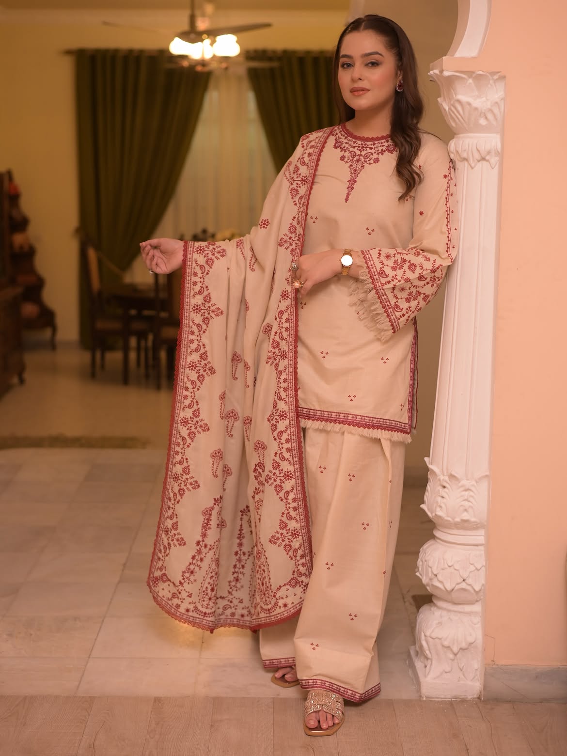 ANEELAS UNSTITCH DHANAK 3PC SUIT V46