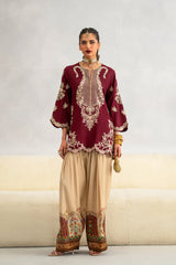 Ethnic Silk Unstitched 2PC Embroidery Suit  V44