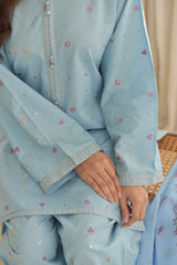 3PC LAWN EMBROIDERED SHIRT WITH CHIFFON PRINTED DUPATTA AND EMB TROUSER 736