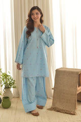 3PC LAWN EMBROIDERED SHIRT WITH CHIFFON PRINTED DUPATTA AND EMB TROUSER 736