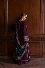 '-3PC LAWN  EMBROIDERED SHIRT WITH Lawn  EMBROIDERED SHAWL AND TROUSER- 678