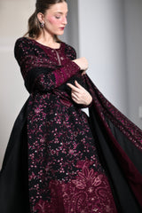 ZAIB-3PC DHANAK EMBROIDERED SHIRT WITH DHANAK EMBROIDERED SHAWL AND TROUSER V63