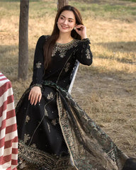 Dhanak -3PC Embroidered Shirt with Digital Printed Silk Dupatta V109