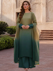 3 Piece Unstitched Embroidered and Printed SIlk Suit V55