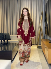 Ethnic Silk Unstitched 2PC Embroidery Suit  V44