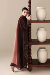 BATIK-3PC DHANAK EMBROIDERED SHIRT WITH COURTRAI WOOL PRINT EMBROIDERED SHAWL AND TROUSER v60