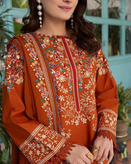 3PC EMBROIDERED DHANAK SUIT V47