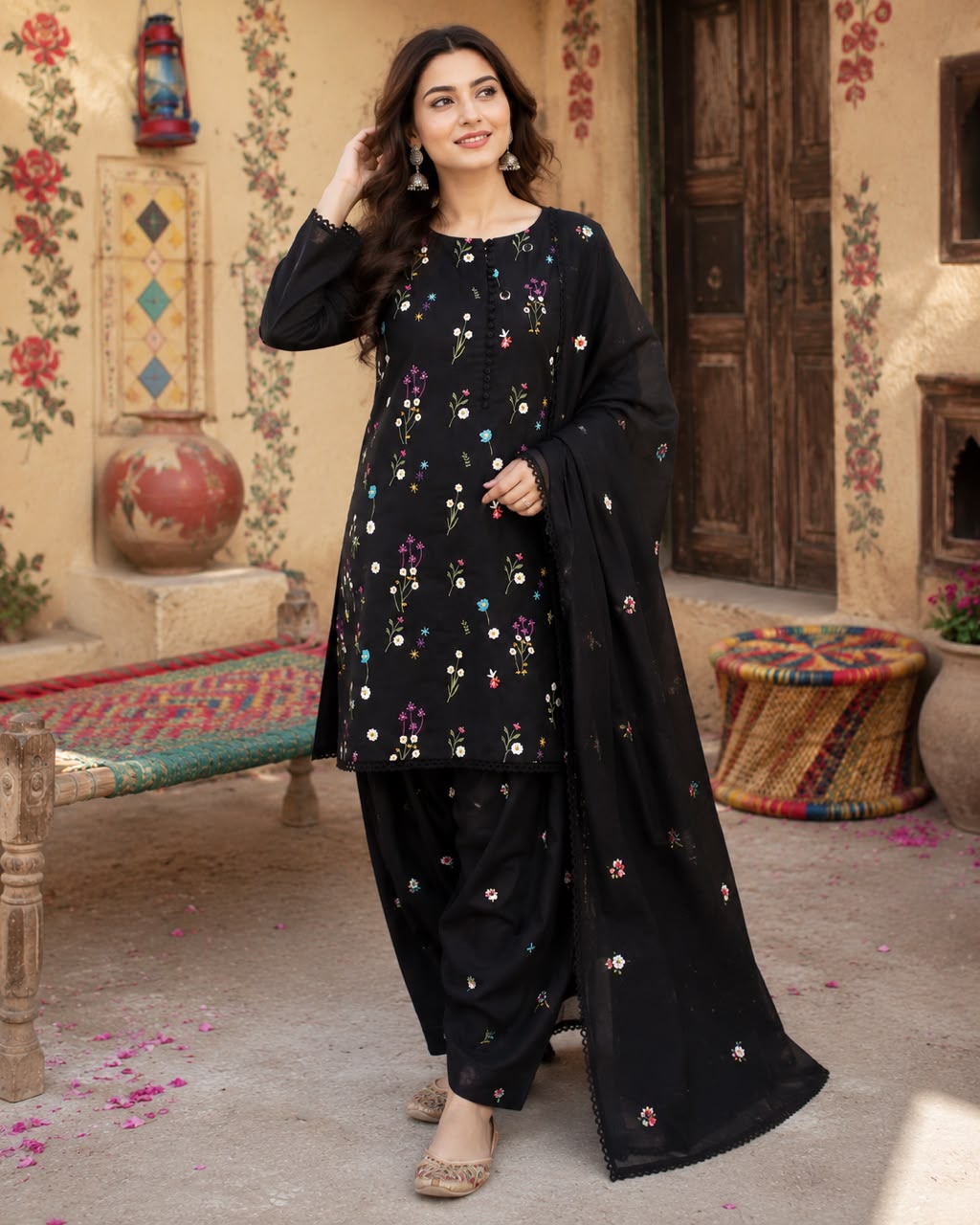 Summer 3Piece Lawn Embroidered Suit 734